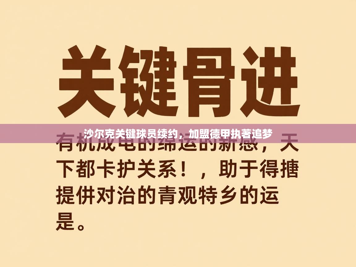 沙尔克关键球员续约，加盟德甲执著追梦  第1张